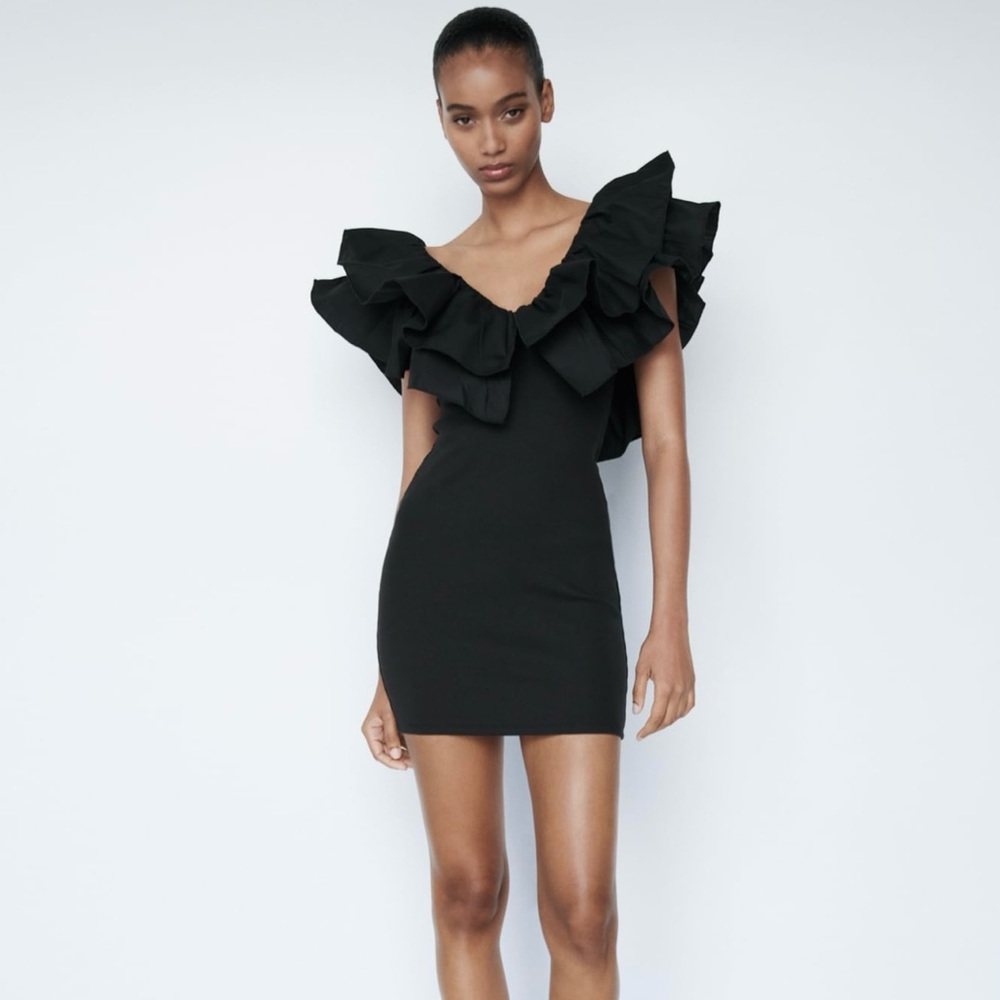 Zara Fitted Ruffled Short Dress